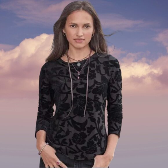 Sundance Tops - Sundance Bella Grace black velvet burnout top XS
